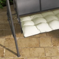 Outsunny Almofada para Banco 128x48x8 cm Almofada para Banco de Jardim Impermeável e Proteção UV 50+ para Jardim Terraço Creme(m-8)