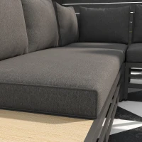 Outsunny Tuinset Tuinmeubelset Lounge Set, 1 Salontafel, 2 Bijzettafels, 2 Banken, Donkergrijs + Lichtbruin + Zwart(m-9)