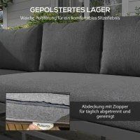 Outsunny Tuinset Tuinmeubelset Lounge Set, 1 Salontafel, 2 Bijzettafels, 2 Banken, Donkergrijs + Lichtbruin + Zwart(m-5)