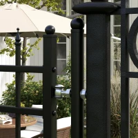 Outsunny Garden Gate, Lock and Keys, Decorative Spikes, Galvanized Steel, 107x204cm, Black(m-4)