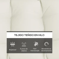 Outsunny Almofada para Banco 128x48x8 cm Almofada para Banco de Jardim Impermeável e Proteção UV 50+ para Jardim Terraço Creme(m-4)