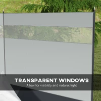 Outsunny Camping Windbreaker with Clear Windows, Carry Bag and Steel Poles, for Beach Caravan Campervan, 440 x 140cm, Grey(m-6)