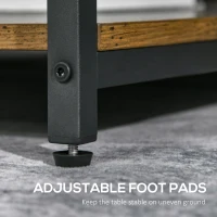 HOMCOM Coffee Table, Living Room Table with 3-Tier Storage Shelves, Square Tea Table for Home Office, Rustic Brown(m-6)