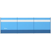 Outsunny Camping Windbreaker with Clear Windows, Carry Bag and Steel Poles, for Beach Caravan Campervan, 440 x 140cm, Blue(m-1)
