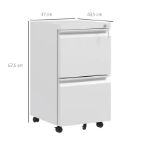 Vinsetto Kontener na dokumenty z szufladami, organizator, zamek, 37 x 43,5 x 67.5 cm, biały(m-3)