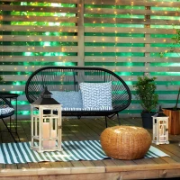 HOMCOM Conjunto de 2 Lanternas de Jardim 76/54cm Lanternas Decorativos de Metal e Madeira Estilo Vintage Madeira e Preto(m-5)