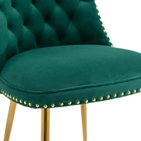 Set di Due Sedie Eleganti in Velluto Morbido con Schienale Imbottito e Gambe in Metallo Dorato, Verde(m-5)