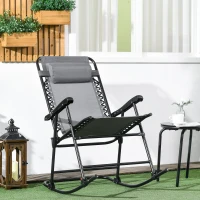 Outsunny Outdoor Schommelstoel, weerbestendig, opklapbaar, met Kussen, tot 120 kg, Lichtgrijs(m-2)