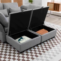 Divano componibile a forma di U con stoccaggio, casuale splicing può utilizzare divano letto matrimoniale, extra largo per soggiorno, Grigio(m-9)