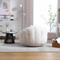 Poltrona Sacco Girevole Rotonda Confortevole, Divano Super Morbido con Rotazione a 360° e Schiuma Memory ad Alta Densità per Soggiorno e Camera da Letto, Beige(m-5)