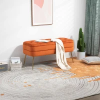 Pouf Contenitore Imbottito, Panca Fine Letto Elegante per Soggiorno e Camera da Letto, Arancione(m-10)
