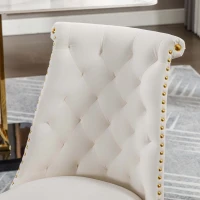 Juego de 2 Sillas Elegantes de Terciopelo Suave con Respaldo Acolchado y Patas de Metal Dorado Beige(m-4)