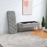 Banco para Pie de Cama Acolchado para Sala de Estar y Dormitorio Gris(m-7)