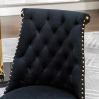 Set di Due Sedie Eleganti in Velluto Morbido con Schienale Imbottito e Gambe in Metallo Dorato, Nero(m-8)