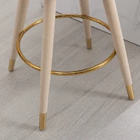 Set di 2 Sgabelli da Bar in Velluto con Schienale, Rotazione a 360° e Gambe in Legno per Casa, Cucina, e Ristoranti, Beige(m-12)