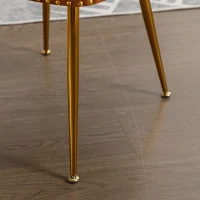 Chaise de salle à manger en velours, lot de 2, dossier haut avec dossier bouclé et pieds en métal doré, pour salon, salle à manger, cuisine, Marron(m-9)