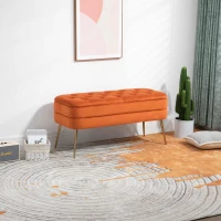Pouf Contenitore Imbottito, Panca Fine Letto Elegante per Soggiorno e Camera da Letto, Arancione(m-9)