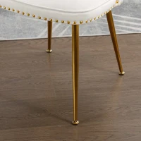 Juego de 2 Sillas Elegantes de Terciopelo Suave con Respaldo Acolchado y Patas de Metal Dorado Beige(m-8)