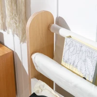 HOMCOM Łóżko Dziecięce Młodzieżowe z Kieszeniami na Zabawki od 3 Lat Drewniane Łóżko do Pokoju Dziecięcego Biało-Naturalne 229 x 98 x 95 cm(m-8)