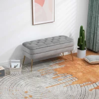 Banco para Pie de Cama Acolchado para Sala de Estar y Dormitorio Gris(m-2)