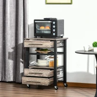 HOMCOM Carucior de bucatarie cu 3 sertare si raft din lemn 60x50x84.5cm(m-10)