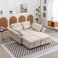 Canapé modulaire en forme de U avec espace de rangement, pouvant être assemblé à volonté en canapé-lit double, salon extra large, Beige(m-4)