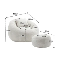 Poltrona Sacco Girevole Rotonda Confortevole, Divano Super Morbido con Rotazione a 360° e Schiuma Memory ad Alta Densità per Soggiorno e Camera da Letto, Beige(m-3)