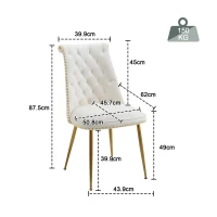 Juego de 2 Sillas Elegantes de Terciopelo Suave con Respaldo Acolchado y Patas de Metal Dorado Beige(m-3)