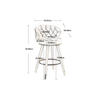 Set di 2 Sgabelli da Bar in Velluto con Schienale, Rotazione a 360° e Gambe in Legno per Casa, Cucina, e Ristoranti, Arancione(m-3)