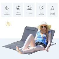 Outsunny Steel Frame Set of Two Reclining Beach Mats Grey(m-4)