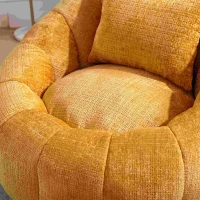 Fauteuil relax pivotant rond confortable avec repose-pieds, rotation à 360° et mousse haute densité pour salon et chambre à coucher, Jaune(m-7)