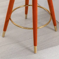 Set di 2 Sgabelli da Bar in Velluto con Schienale, Rotazione a 360° e Gambe in Legno per Casa, Cucina, e Ristoranti, Arancione(m-11)