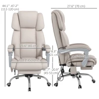 Vinsetto PU Leather Massage Office Chair with 4 Vibration Points, Heated Reclining Computer Desk Chair with Adjustable Height, Footrest, Light Grey(m-3)
