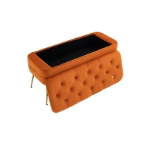 Pouf Contenitore Imbottito, Panca Fine Letto Elegante per Soggiorno e Camera da Letto, Arancione(m-8)