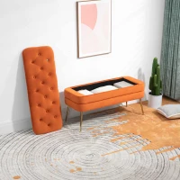 Pouf Contenitore Imbottito, Panca Fine Letto Elegante per Soggiorno e Camera da Letto, Arancione(m-1)