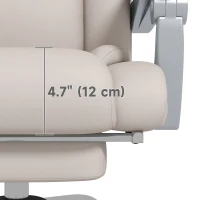Vinsetto PU Leather Massage Office Chair with 4 Vibration Points, Heated Reclining Computer Desk Chair with Adjustable Height, Footrest, Light Grey(m-9)