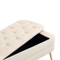 Pouf Contenitore Imbottito, Panca Fine Letto Elegante per Soggiorno e Camera da Letto, Beige(m-8)