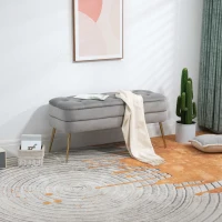 Banco para Pie de Cama Acolchado para Sala de Estar y Dormitorio Gris(m-9)