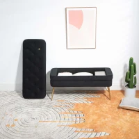 Pouf Contenitore Imbottito, Panca Fine Letto Elegante per Soggiorno e Camera da Letto, Nero(m-10)