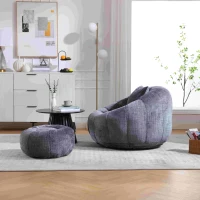 Poltrona Sacco Girevole Rotonda Confortevole, Divano Super Morbido con Rotazione a 360° e Schiuma Memory ad Alta Densità per Soggiorno e Camera da Letto, Grigio(m-5)