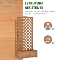 Outsunny Floreira com Treliça de Madeira Caixa de Plantio com Suporte para Plantas Trepadeiras para Cultivo de Plantas Flores Terraço Jardim Exterior 76x36x170cm Marrom(m-7)
