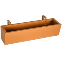 Outsunny Floreira Suspensa de Aço Floreira Retangular Suspensa com 2 Ganchos Ajustáveis e 2 Orifícios de Drenagem 91x35x24 cm Marrom(m-11)