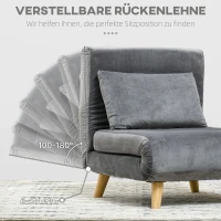 HOMCOM 2-in-1 Stoel, Relaxstoel, Gastenbed, 72 cm x 78 cm x 79 cm, Grijs(m-5)