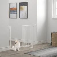PawHut Cancelletto di Sicurezza per Cani in Acciaio e ABS, Estensibile 75-145cm per Scale e Porte, Bianco(m-2)