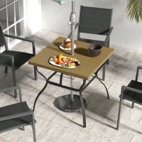 Outsunny Four-Seater Steel Garden Table, with Parasol Hole - Brown/Black(m-10)