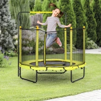 ZONEKIZ Trampolim Infantil com Rede de Segurança Barra Ajustável para Interior e Exterior Ø140x120-140 cm Amarelo(m-2)