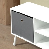 HOMCOM Móvel de TV para Televisores de até 50 Polegadas Móvel de Sala de Estar Moderno com 2 Gavetas de Tecido 2 Prateleiras Abertas e Orifício Passa Cabos 110x29x46,5cm Branco e Cinza(m-9)