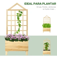 Outsunny Floreira de Madeira com Treliça Tecido não Tecido e 2 Orifícios de Drenagem para Cultivos  60x43x147 cm Madeira(m-7)