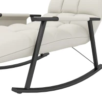 HOMCOM Poltrona Baloiço com Encosto e Apoio para Os Pés Ajustáveis e Estofada em Microfibra com Bolso para Sala 60x134x70 cm Creme(m-9)