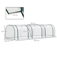 Outsunny PVC Tunnel Greenhouse - Plant Grow House with Steel Frame for Garden Backyard, Zipper Doors, 350Lx100Wx80H cm, Transparent(m-3)